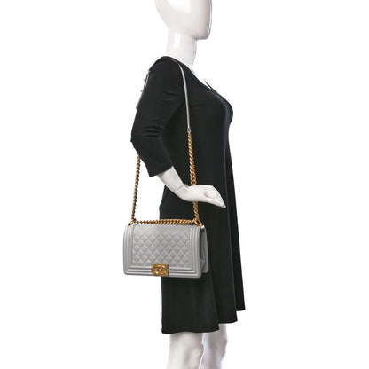 Chanel Caviar Quilted Medium Boy Flap Light Grey 2 of 9