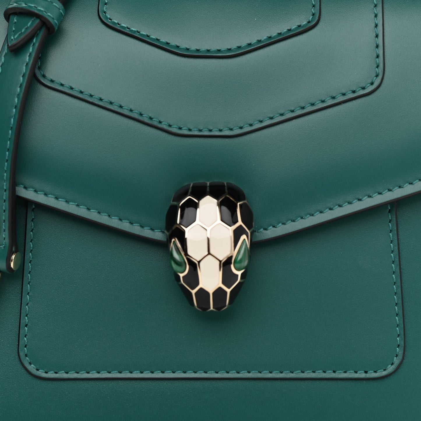 Calfskin Serpenti Forever Top Handle Emerald Green