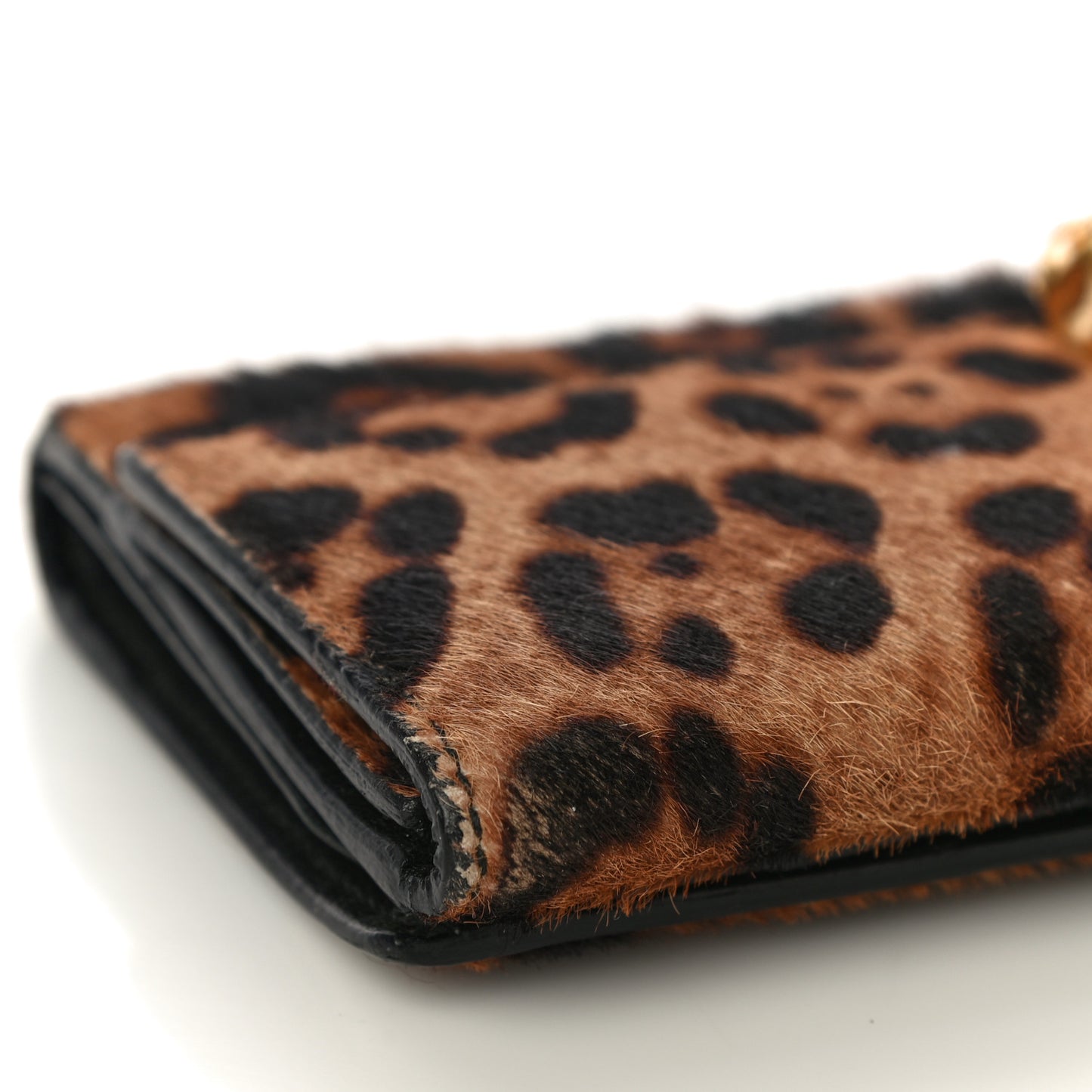 Calf Hair Leopard Print Skull Continental Wallet