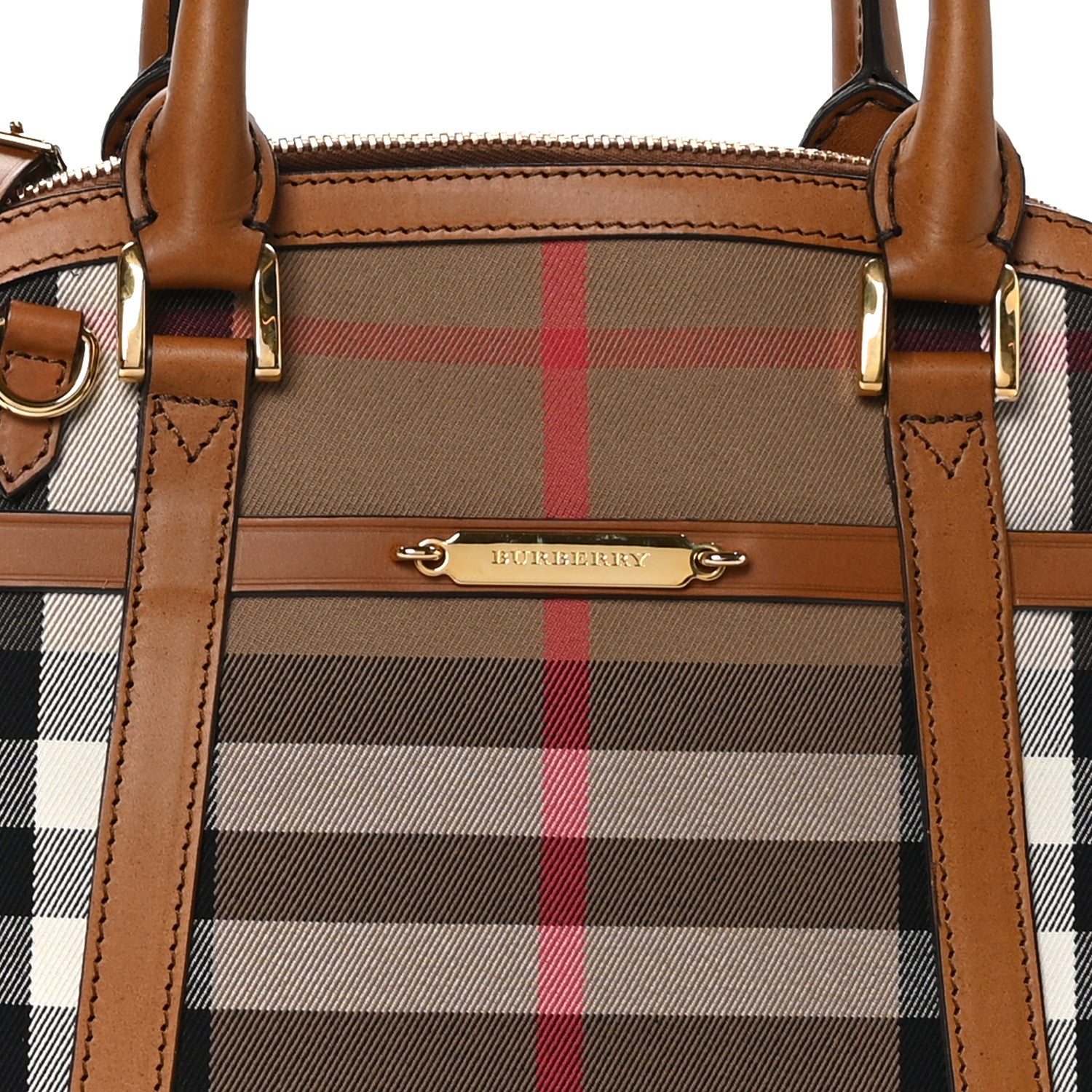 Burberry Bridle Calfskin House Check Small Orchard Bowling Bag Brown Ochre 9 of 12