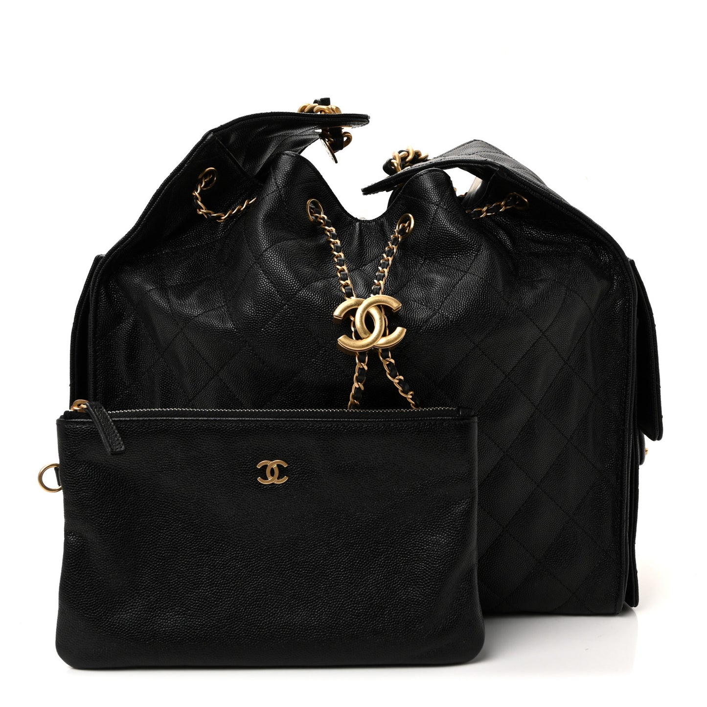 Caviar Quilted Medium Chanel 25 Handbag Black