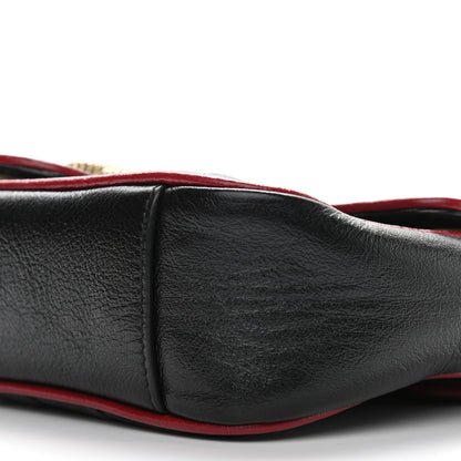 Gucci Azalea Calfskin Matelasse Diagonal Patchwork Mini Torchon GG Marmont Shoulder Bag Black Beige Romantic Cerise 9 of 10