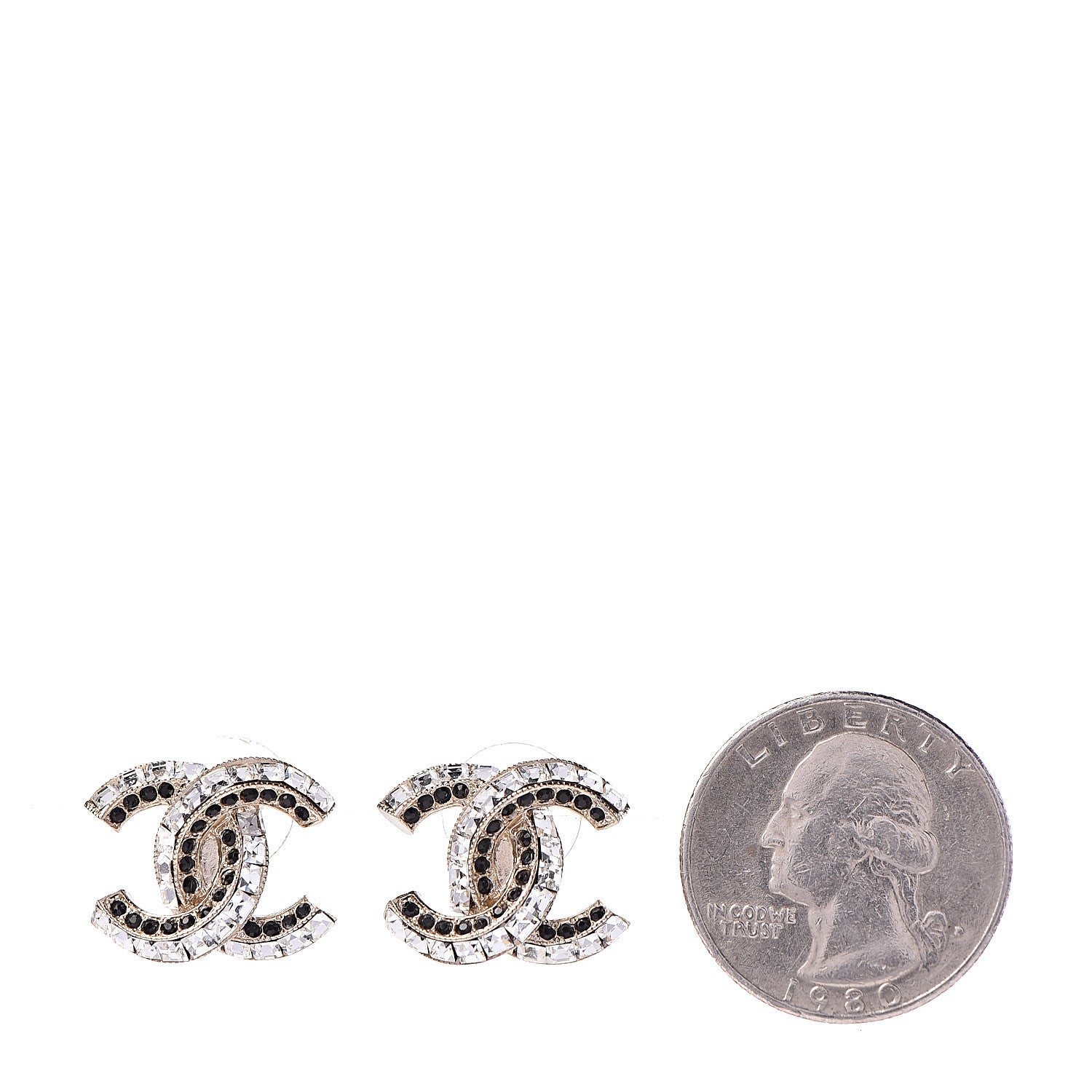Chanel Baguette Crystal CC Earrings Gold Black 2 of 4
