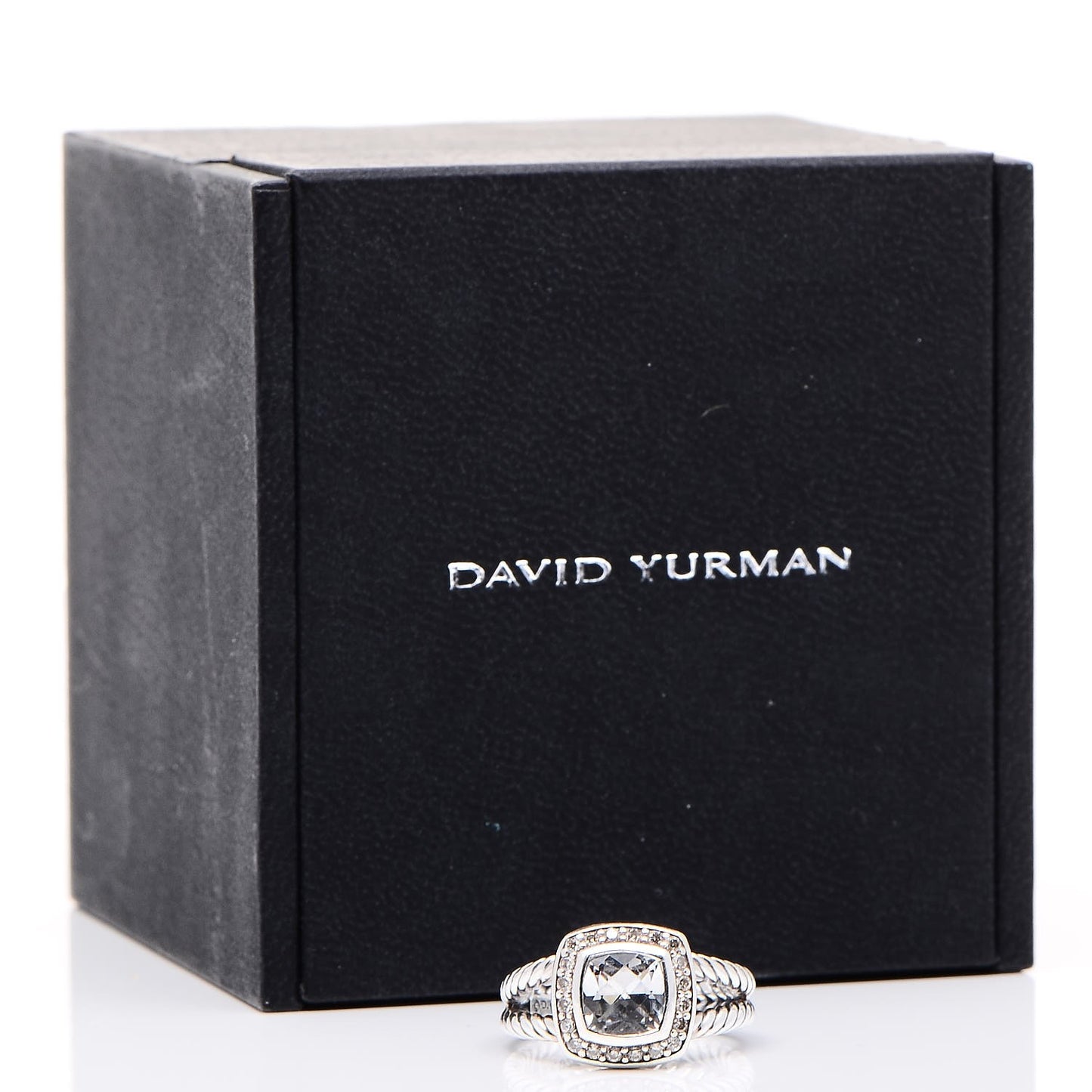 Sterling Silver Diamond White Topaz 7mm Petite Albion Ring 51 5.75