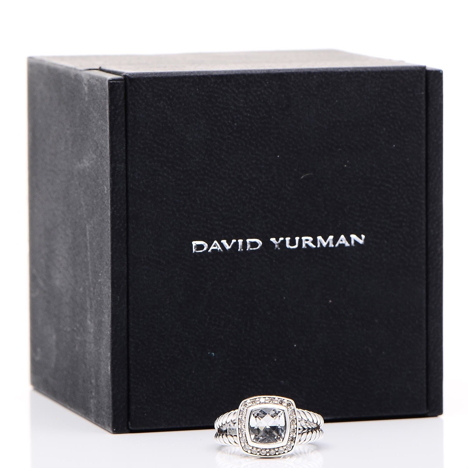 David Yurman Sterling Silver Diamond White Topaz 7mm Petite Albion Ring 51 5.75 7 of 7