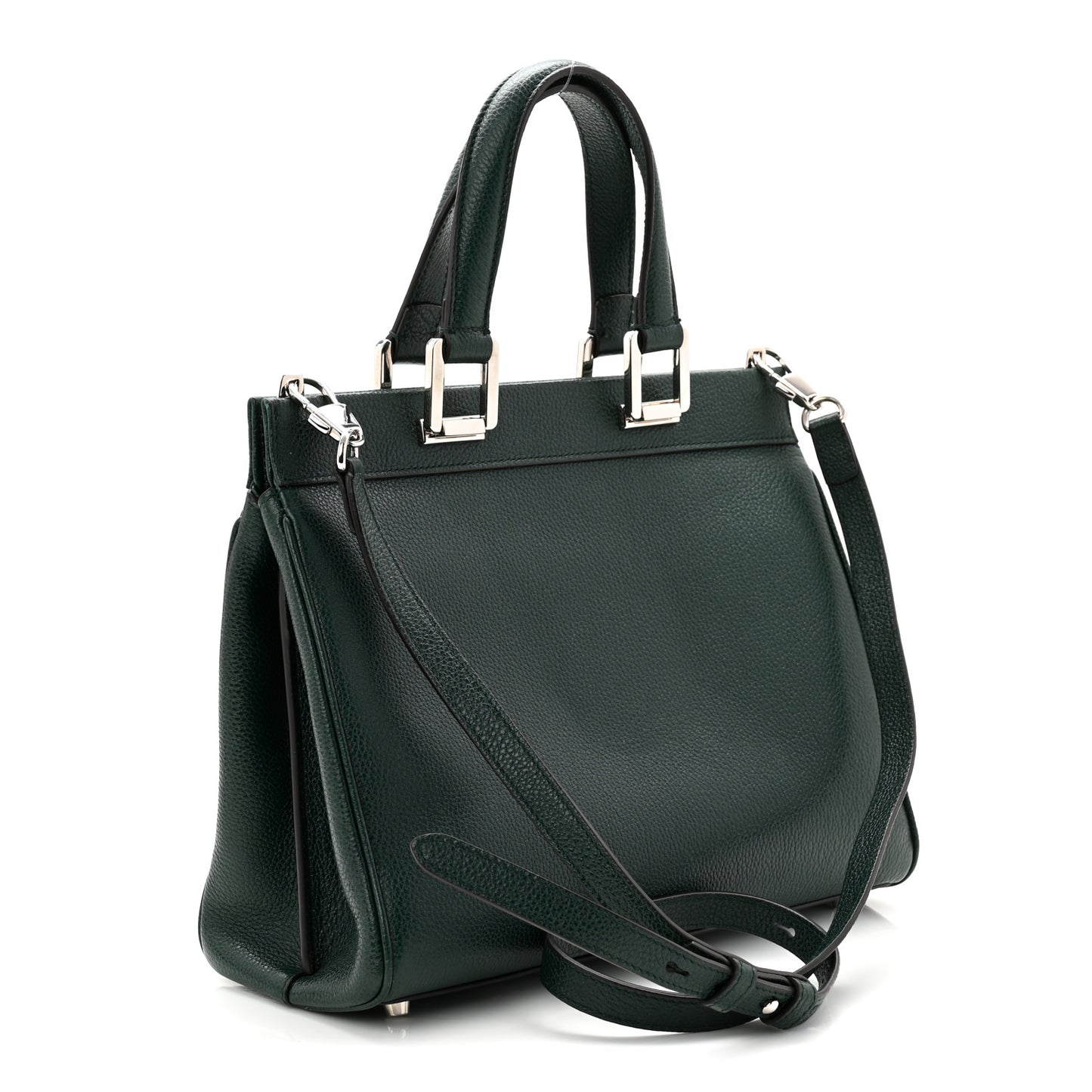 Grainy Calfskin Small Zumi Top Handle Bag Vintage Green