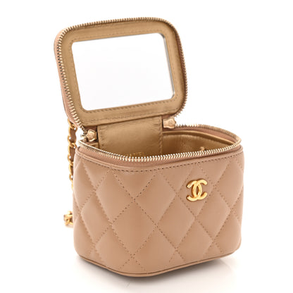 Chanel Lambskin Quilted Pearl Crush Mini Vanity Case With Chain Beige 5 of 12