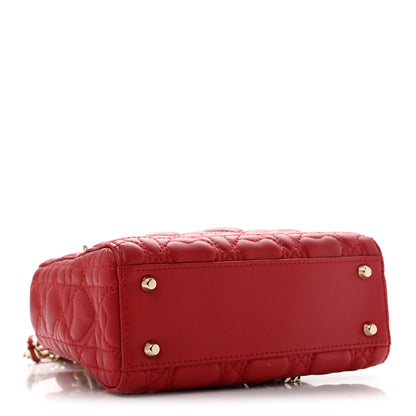 Christian Dior Calfskin Cannage Dioramour Mini Lady Dior Bag Bright Red 4 of 13