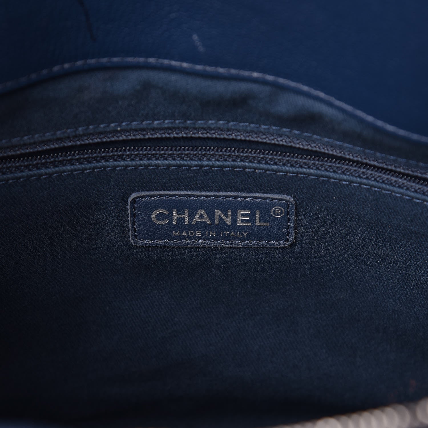 Chanel Grained Calfskin Stitched Large Magnetic Shopping Tote Blue 6 of 14