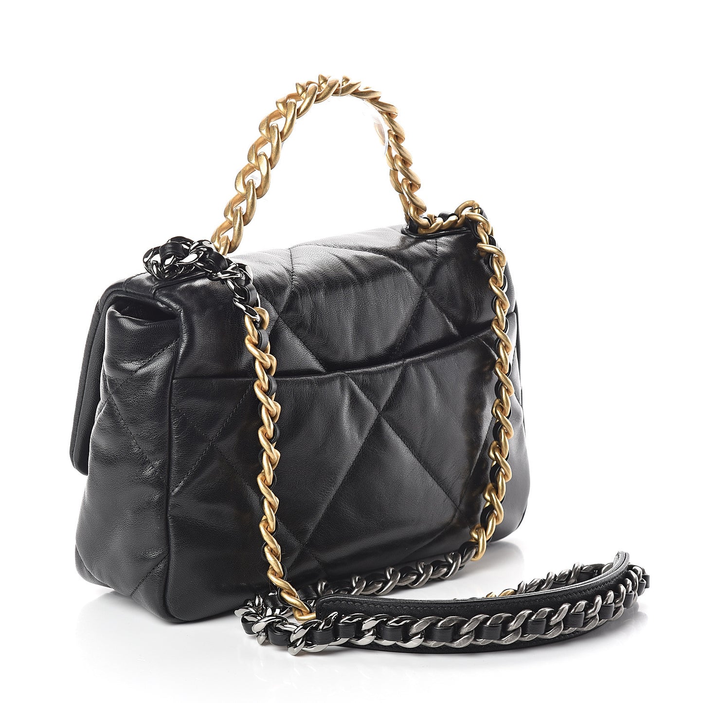 Goatskin Quilted Medium 19 Flap Black