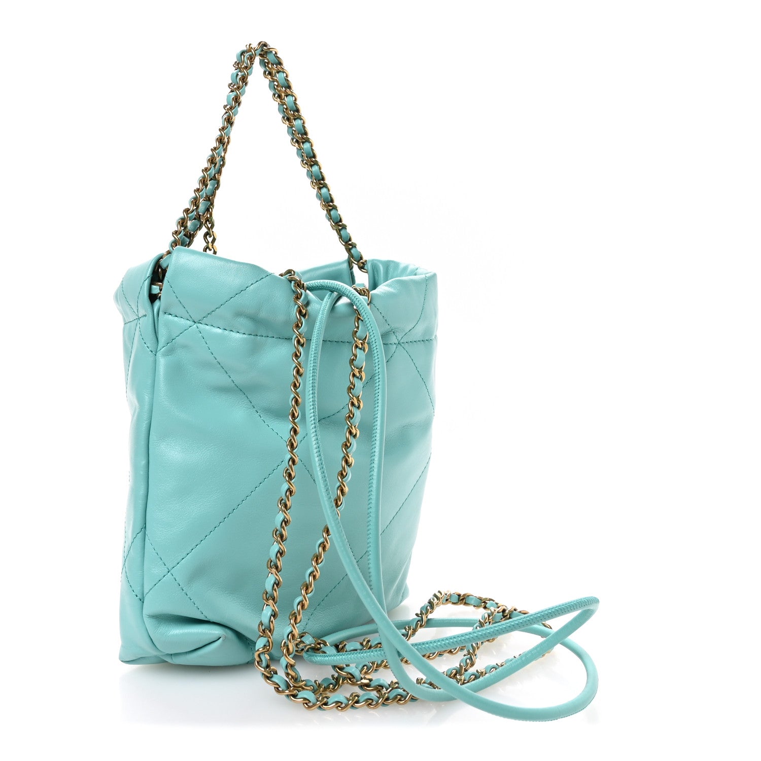 Chanel Shiny Calfskin Quilted Mini Chanel 22 Turquoise 3 of 10