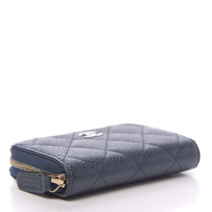 Chanel Metallic Caviar Quilted Zip Coin Purse Dark Blue 4 of 8
