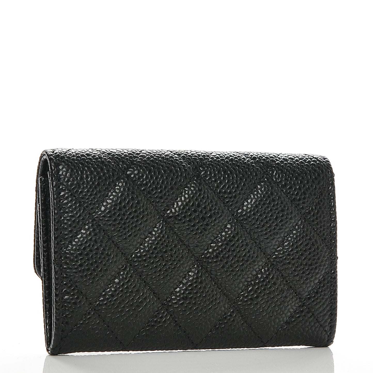 Caviar Quilted Flap Card Holder Black