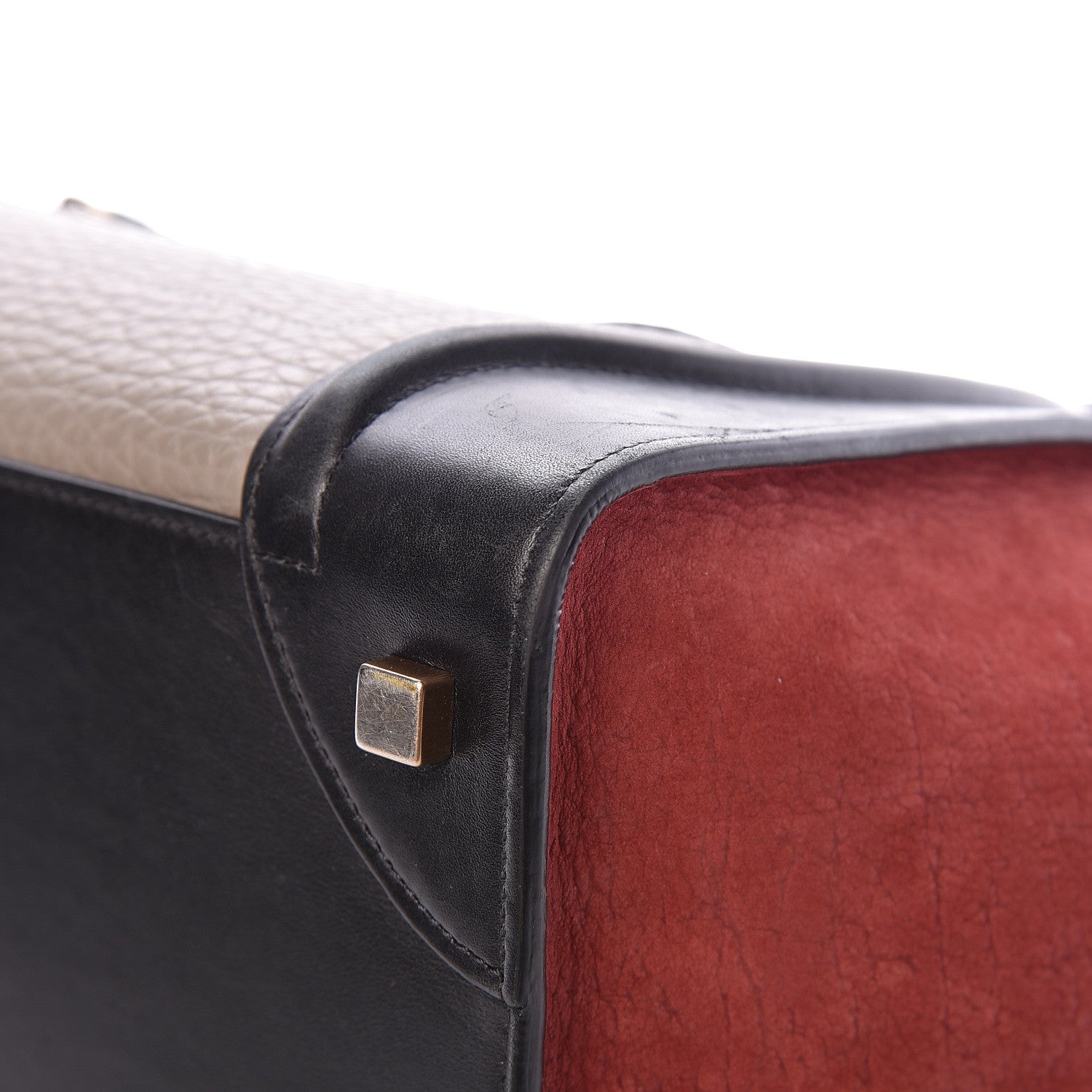 Celine Bullhide Calfskin Suede Mini Tri-Color Luggage Dark Ruby 12 of 20