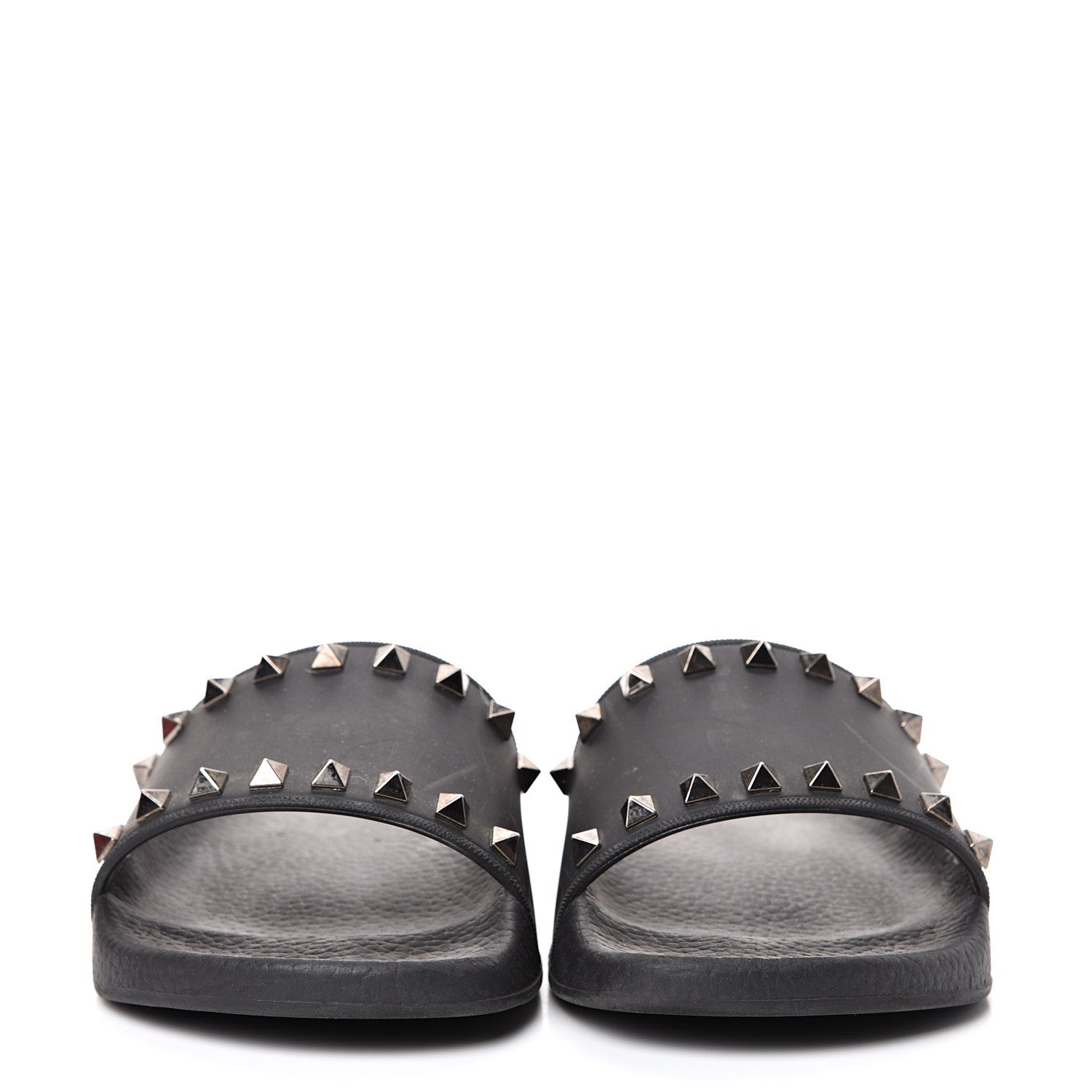 Valentino Garavani Rubber Rockstud Slide Sandals 37 Black 2 of 11