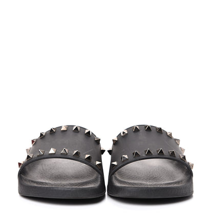Valentino Garavani Rubber Rockstud Slide Sandals 37 Black 2 of 11