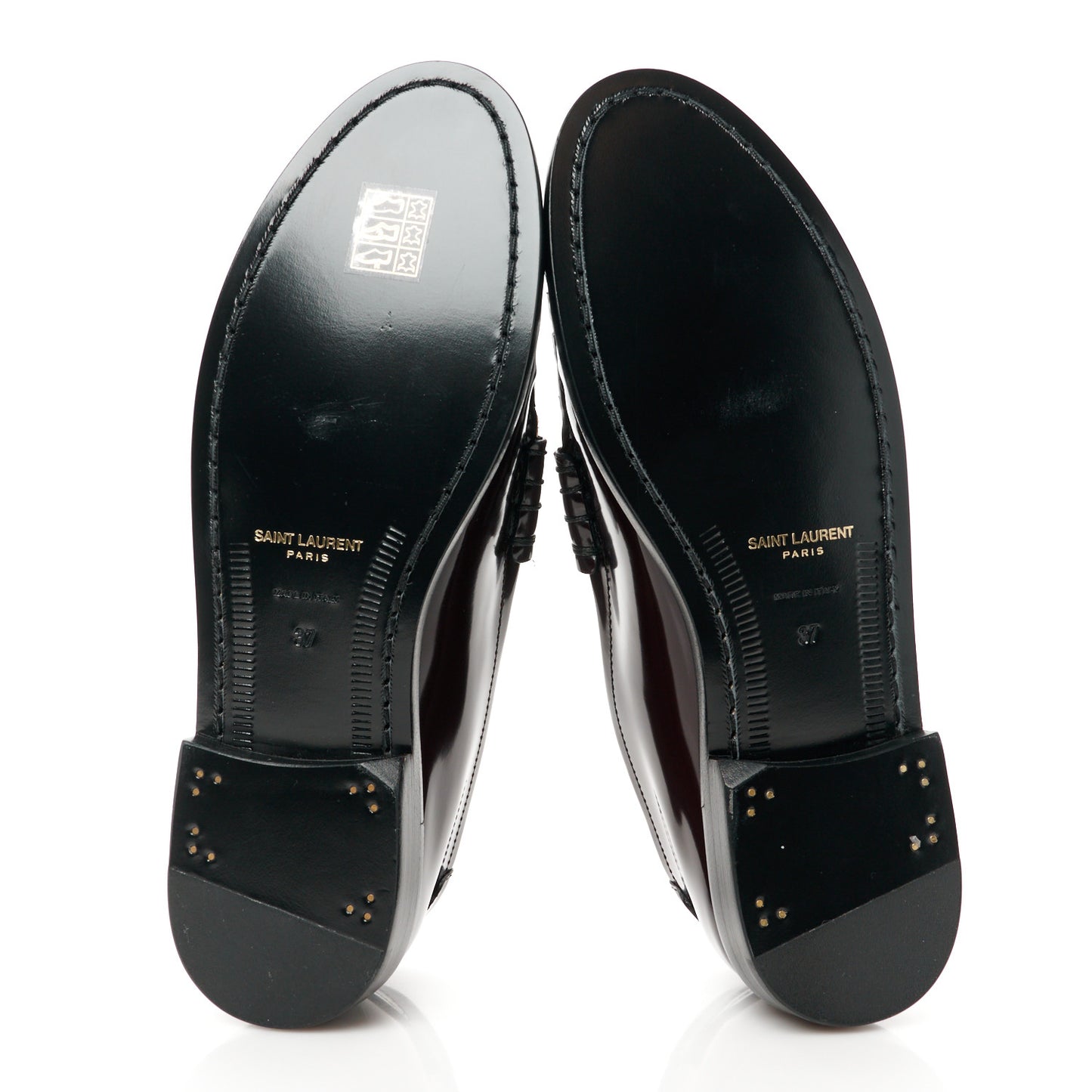 Patent Calfskin Penny Loafers 37 Cordovan Red