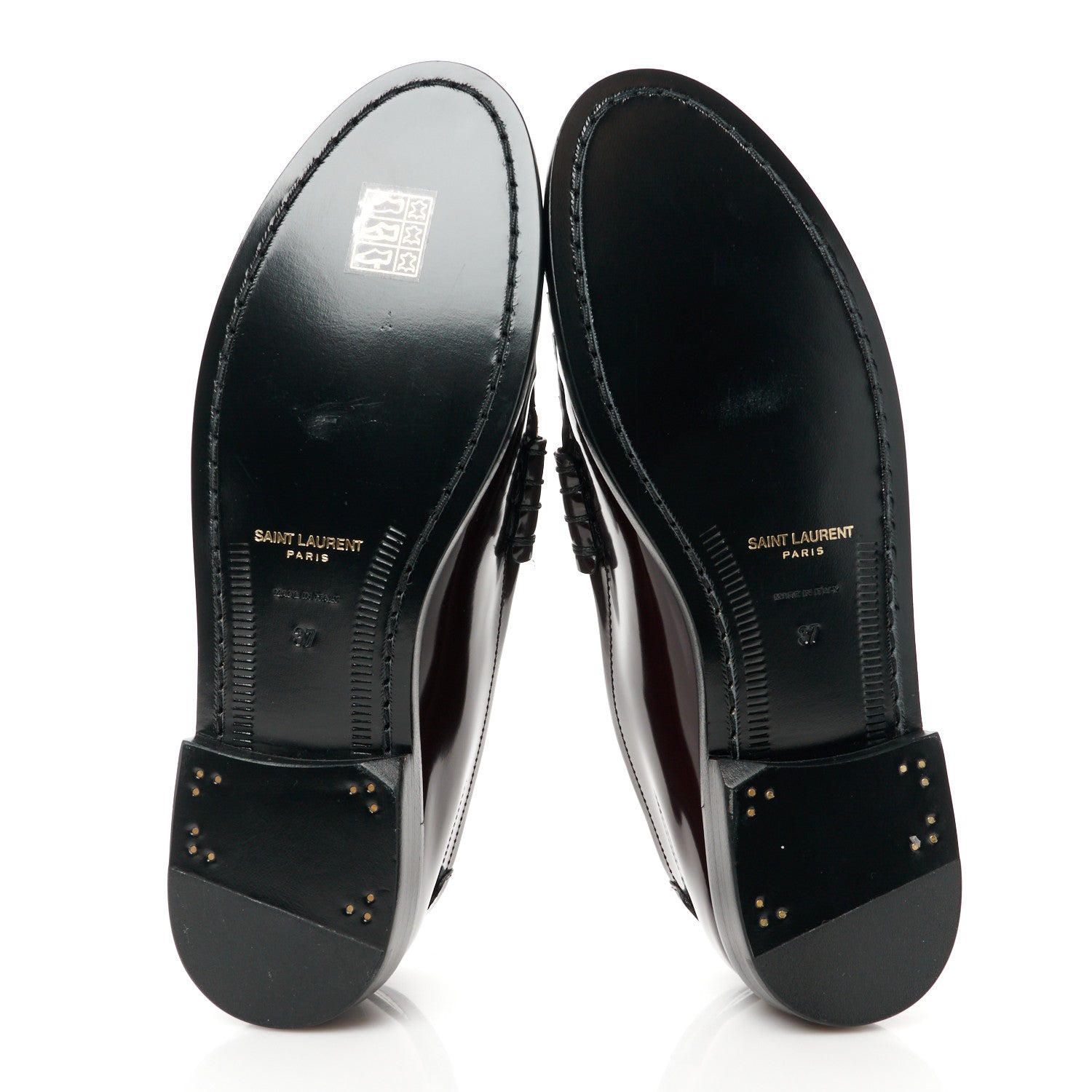 Saint Laurent Patent Calfskin Penny Loafers 37 Cordovan Red 5 of 9