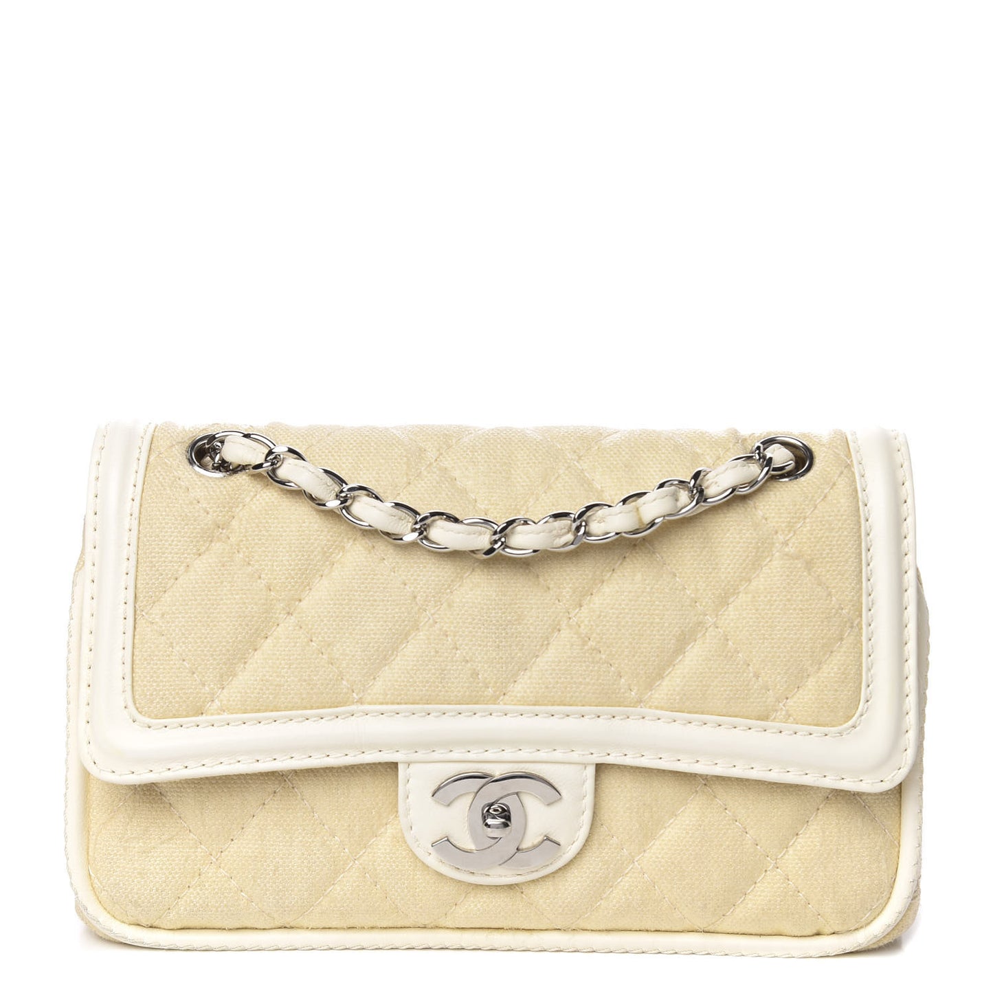Canvas Quilted Medium Flap Beige
