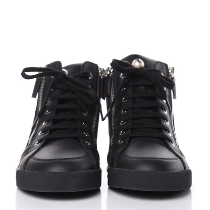 Chanel Calfskin Pearl High Top CC Sneakers 39 Black 2 of 8