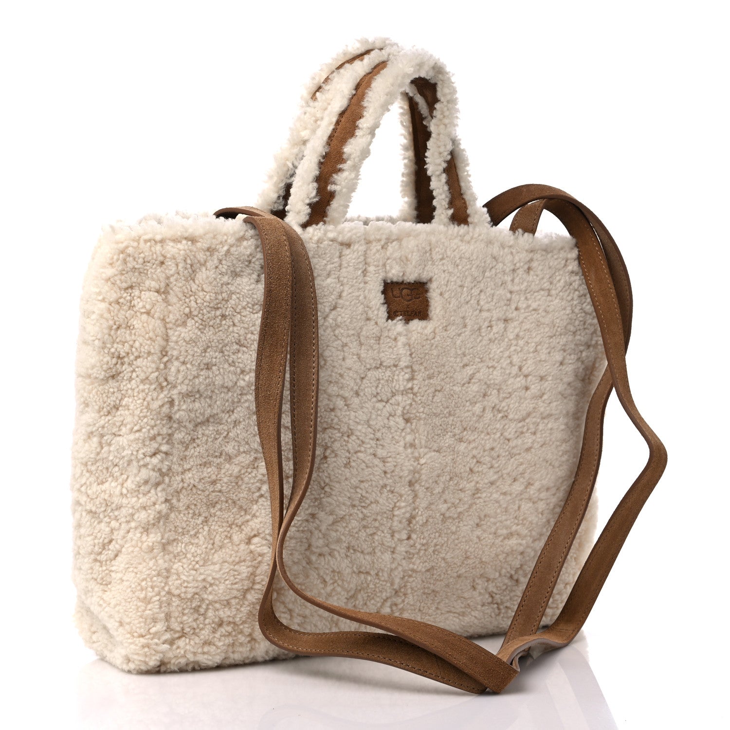 Telfar X UGG Suede Shearling Medium Shopping Bag Natural 3 of 9