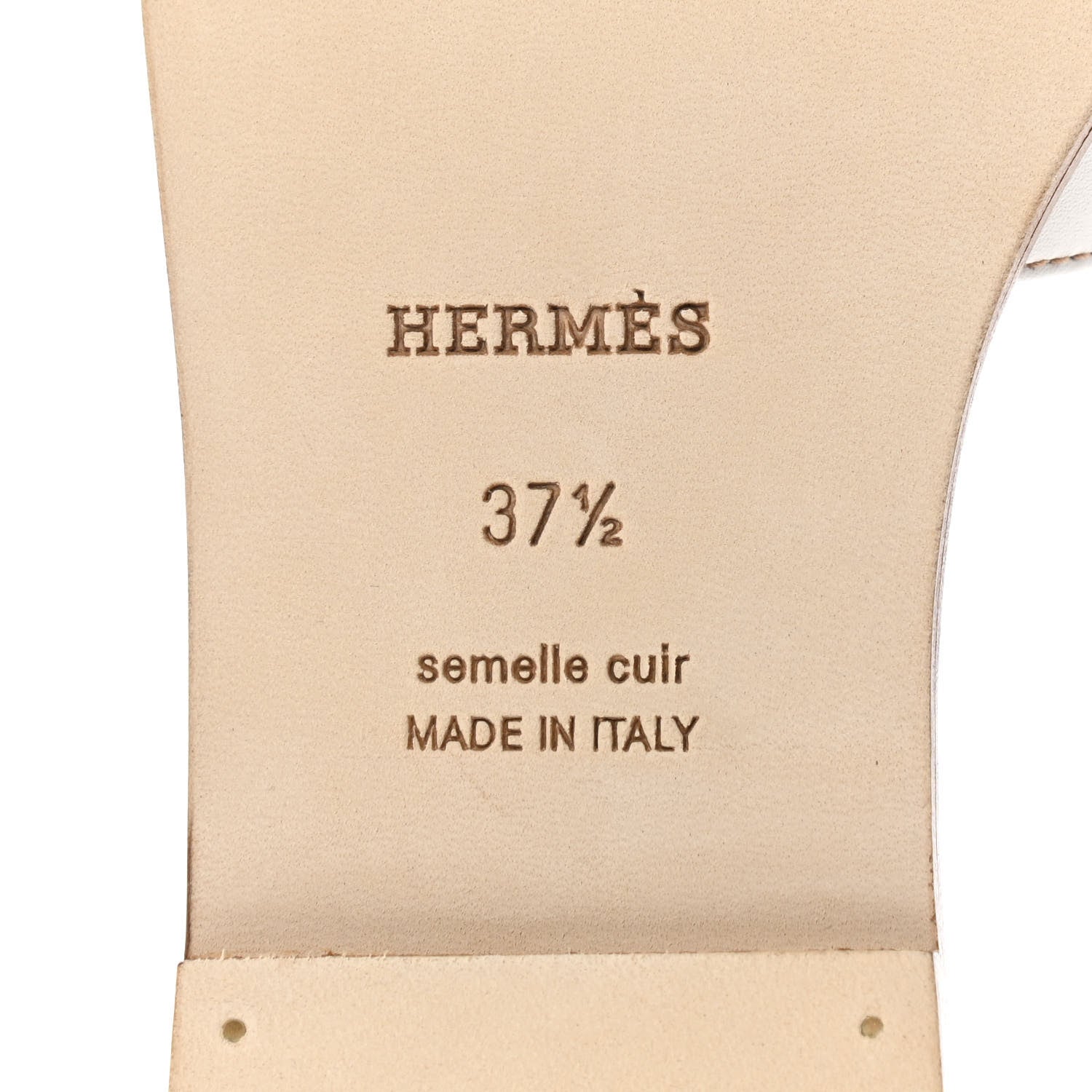 Hermes Box Calfskin Oran Sandals 37.5 White 7 of 8