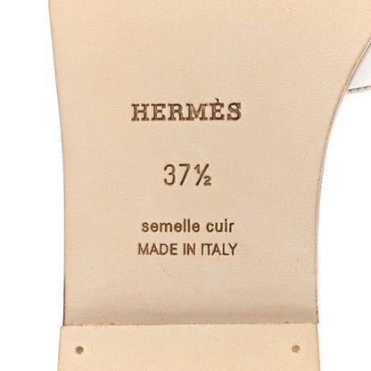 Hermes Box Calfskin Oran Sandals 37.5 White 7 of 8