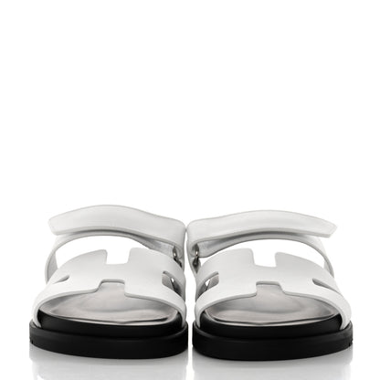 Hermes Calfskin Womens Chypre Sandals 35.5 White 2 of 9
