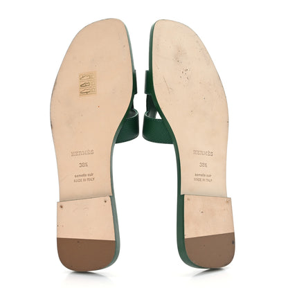 Hermes Epsom Oran Sandals 38.5 Vert Emeraude 5 of 9
