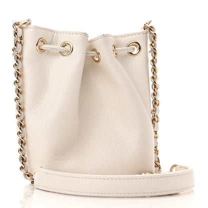 Chanel Caviar Quilted Mini CC Pocket Bucket Bag White 3 of 11