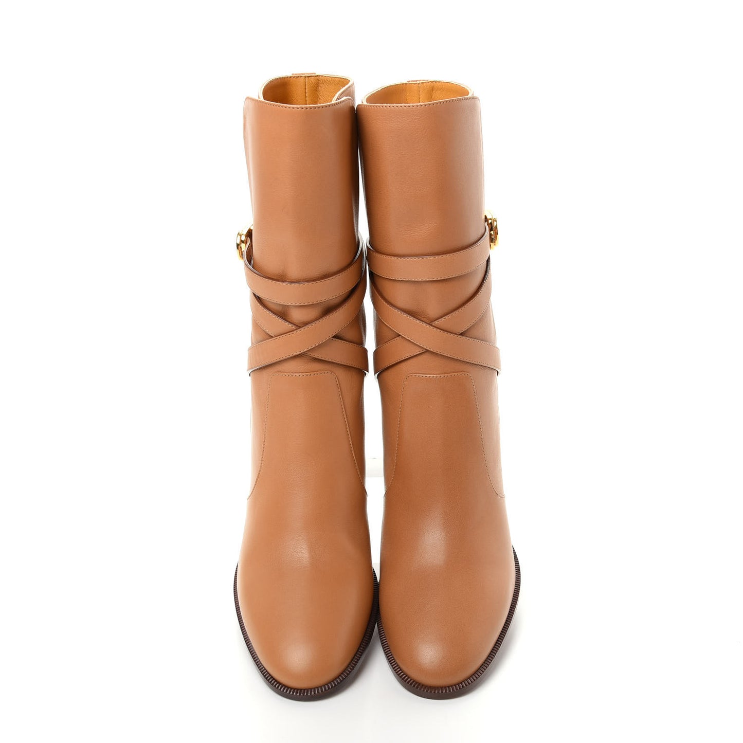Soft Calfskin Empreinte Ankle Boot 39 Ochre Brown