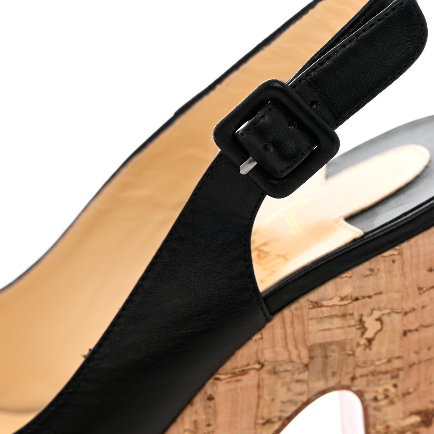 Calfskin Cork Dona Anna 120 Wedges 38 Black Natural