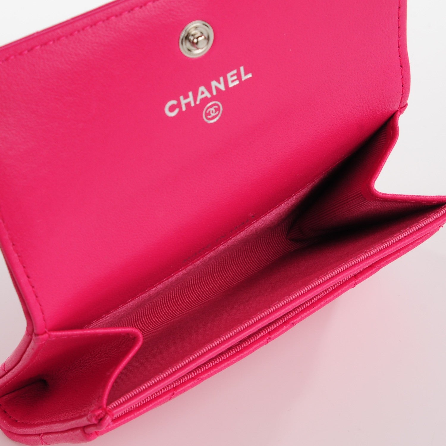 Chanel Lambskin Quilted Flap Card Holder Fuchsia 7 of 7