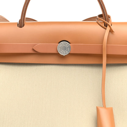 Hermes Military Toile Vache Hunter Herbag Zip Retourne 31 PM Beton Naturel 8 of 13