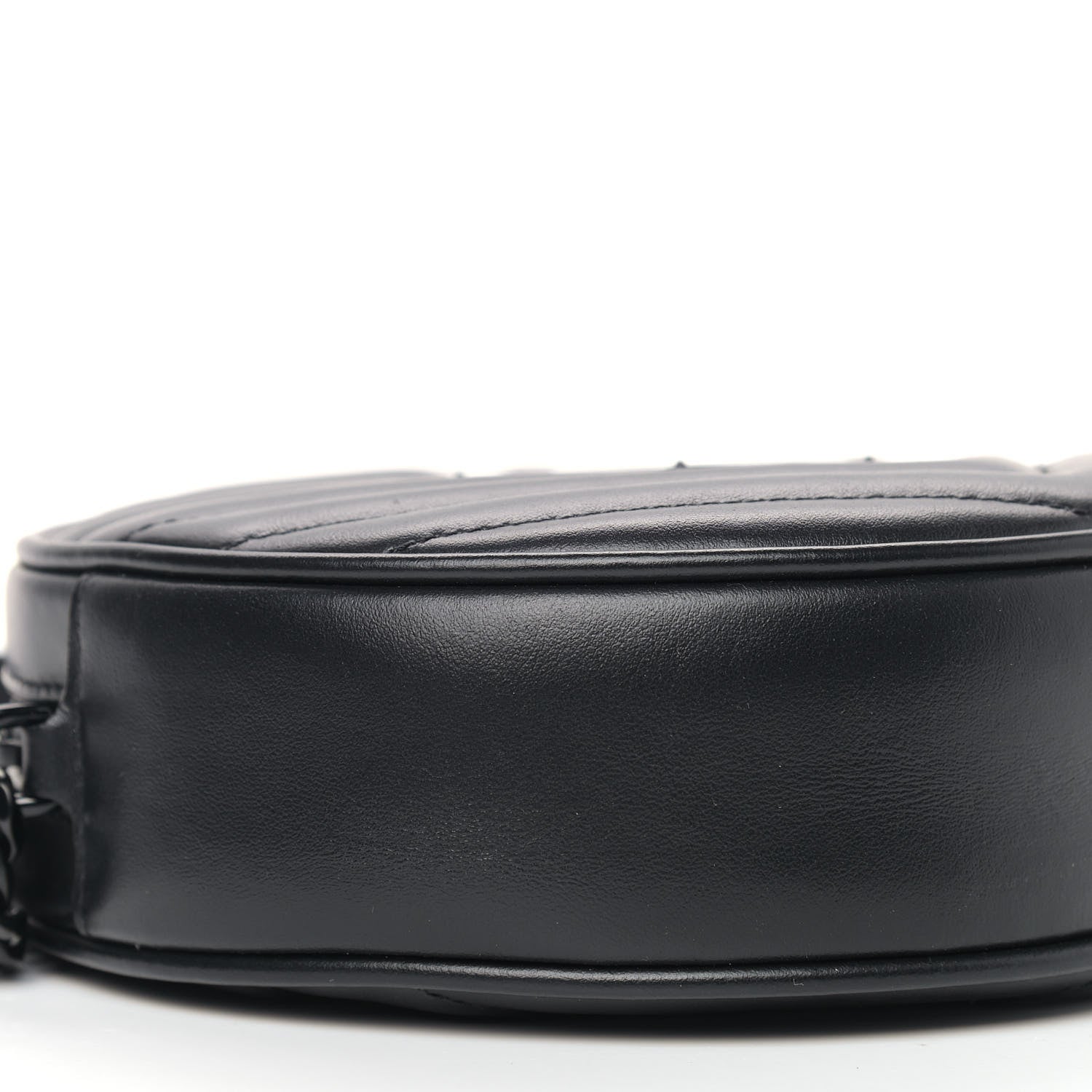 Saint Laurent Calfskin Matelasse Chevron Round Vinyle Camera Bag Black 8 of 9