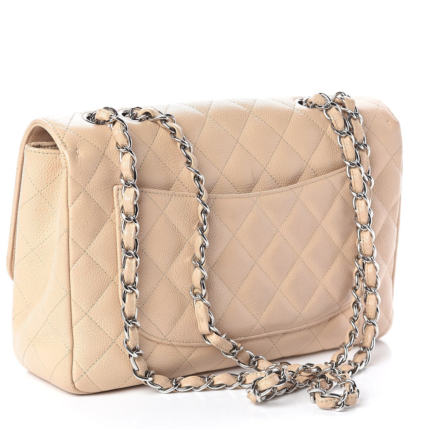 Caviar Quilted Jumbo Single Flap Beige Clair