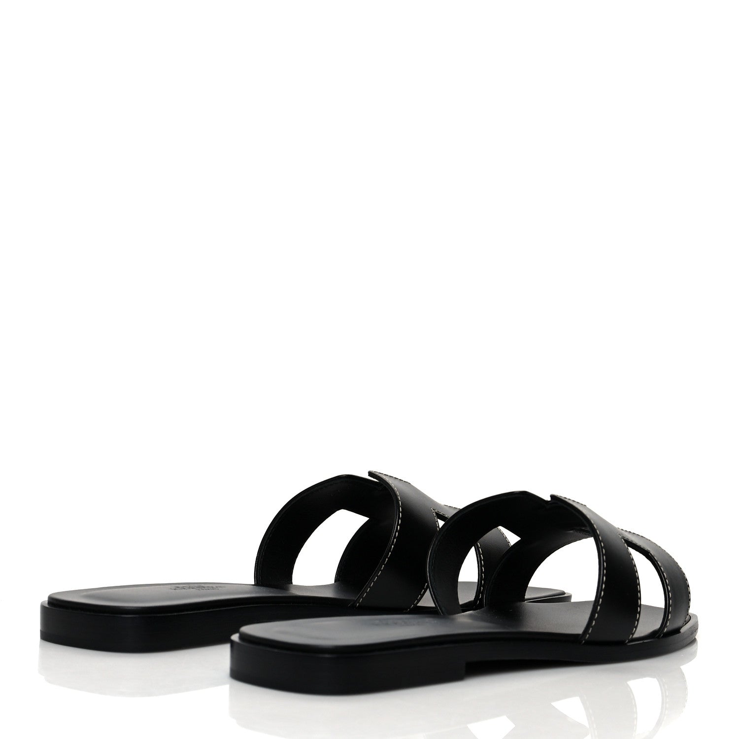 Hermes Box Calfskin Oran Sandals 38 Black 4 of 9