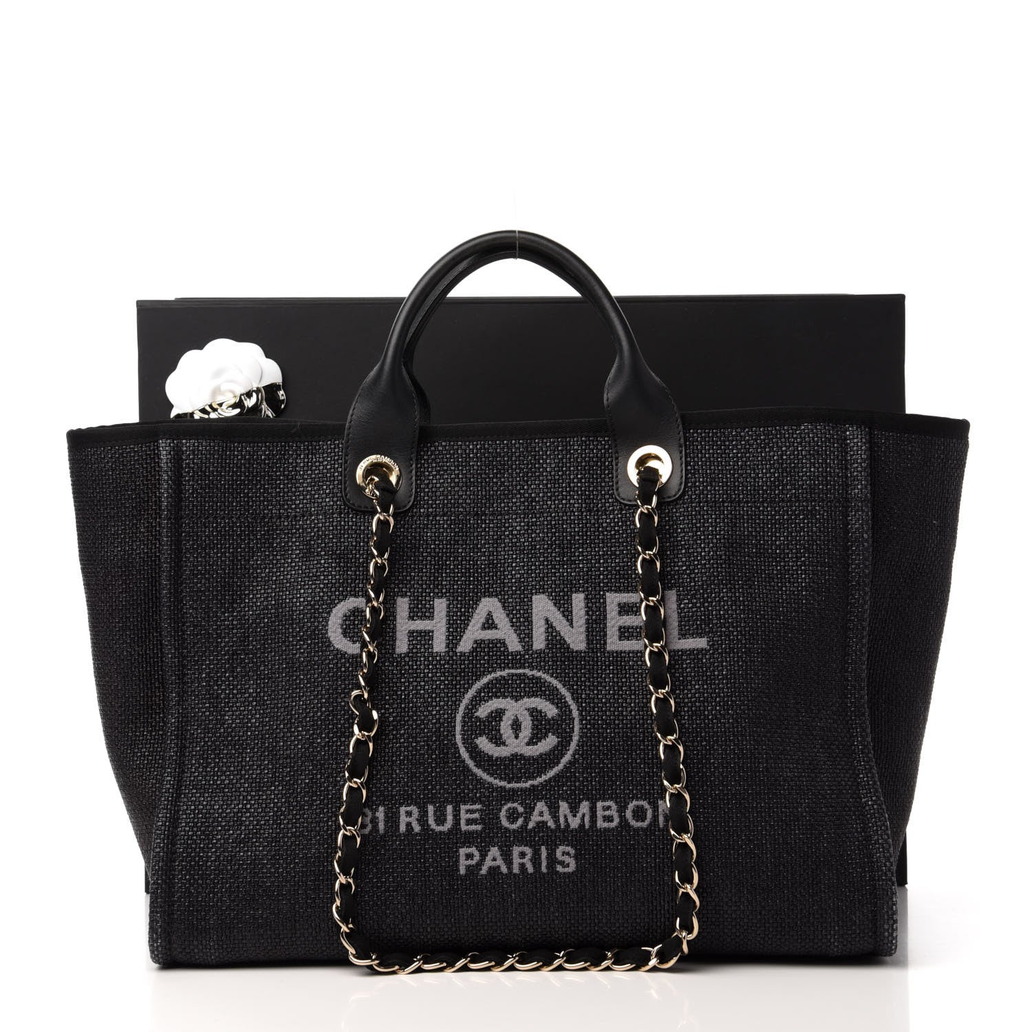 Chanel Woven Straw Raffia Medium Deauville Tote Black 11 of 11