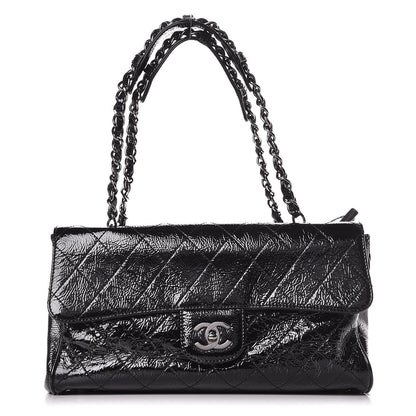 Chanel Distressed Patent Quilted Small Ritz Flap Bag Black 1 of 10