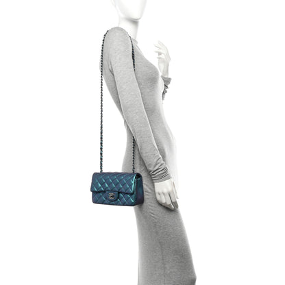 Chanel Iridescent Lambskin Quilted Mini Rectangular Flap Turquoise 2 of 11