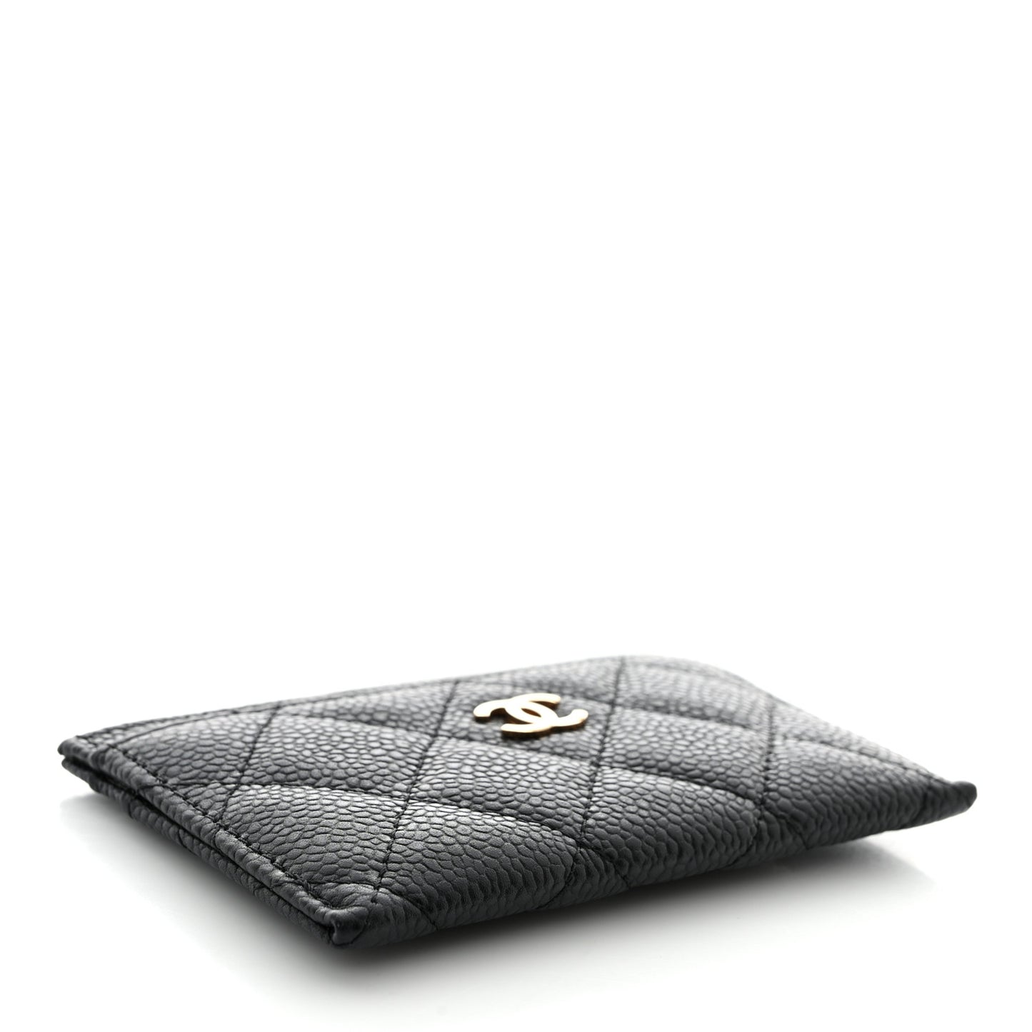 Caviar Quilted Card Holder Black