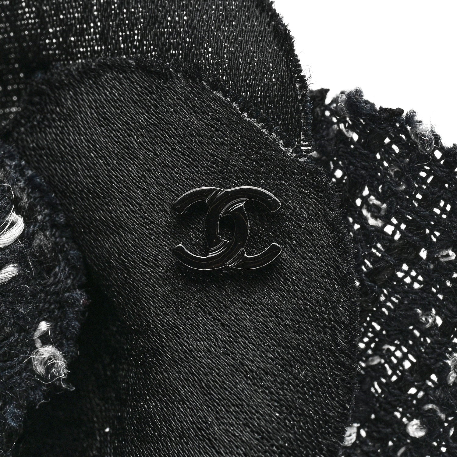 Chanel Tweed Camellia Pin Brooch Black 4 of 4