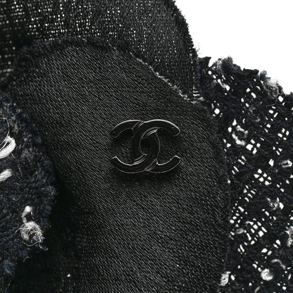 Chanel Tweed Camellia Pin Brooch Black 4 of 4
