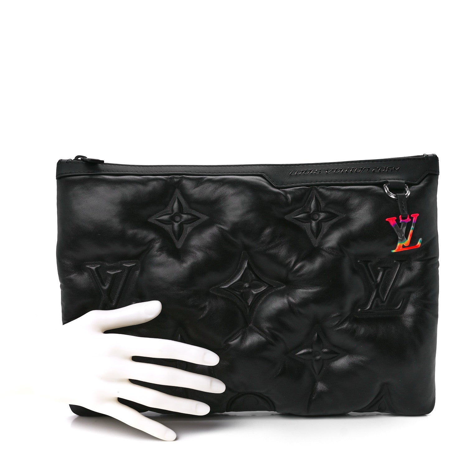 Louis Vuitton Lambskin Puffer A4 Pouch Black 2 of 11