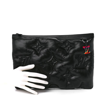 Louis Vuitton Lambskin Puffer A4 Pouch Black 2 of 11