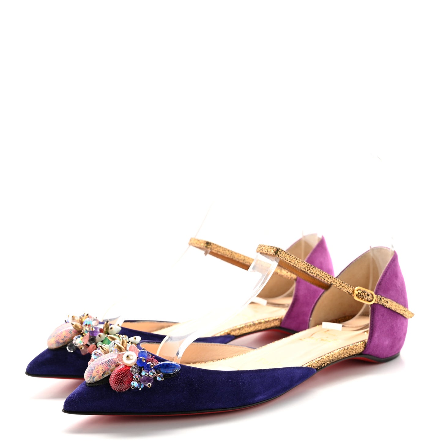 Crystal Suede Flats 35 Purple