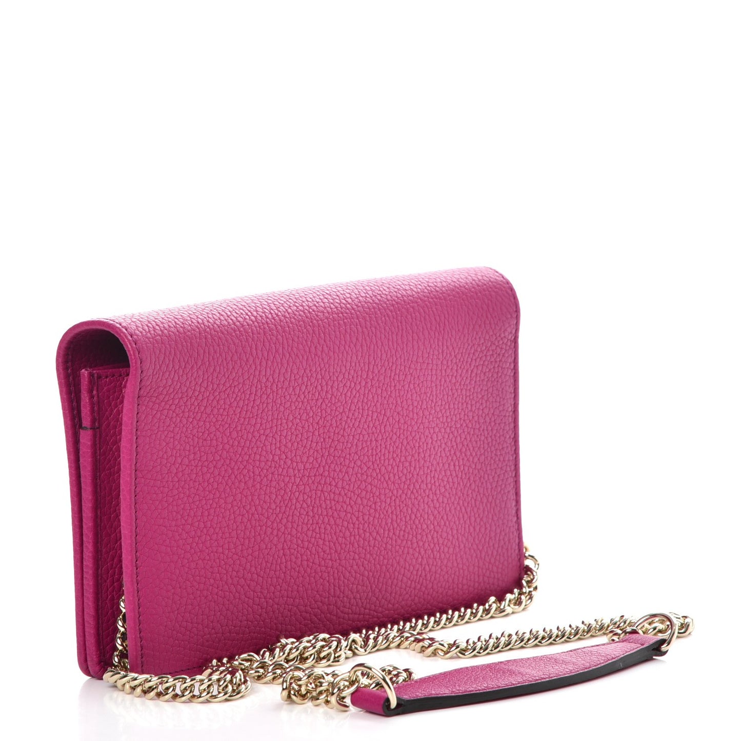 Pebbled Calfskin Soho Wallet on Chain Bright Bougainvillea