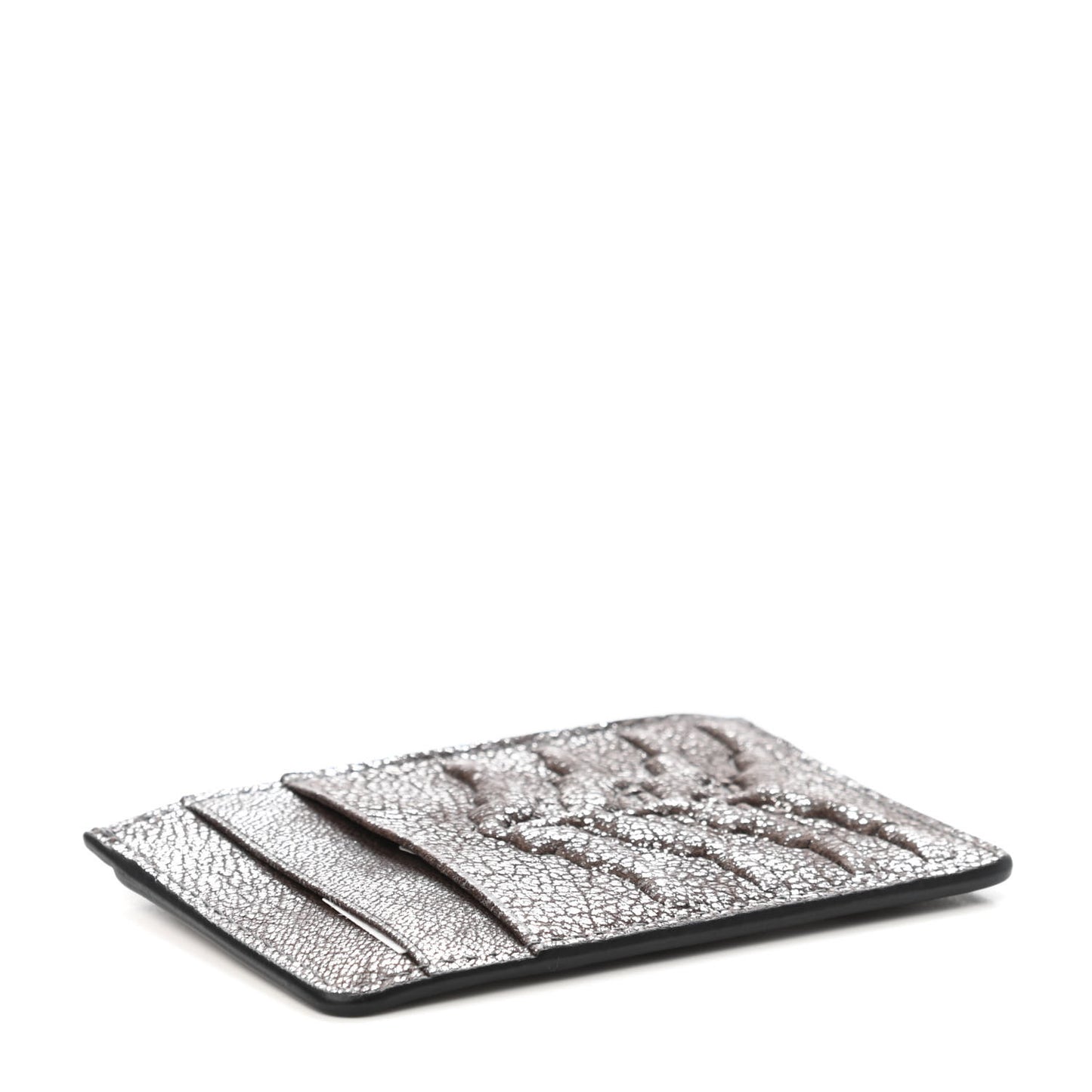 Distressed Metallic Suede Embossed Card Holder Brown