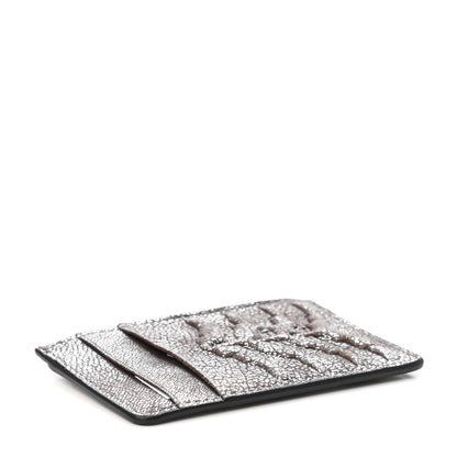 Alexander McQueen Distressed Metallic Suede Embossed Card Holder Brown 3 of 4