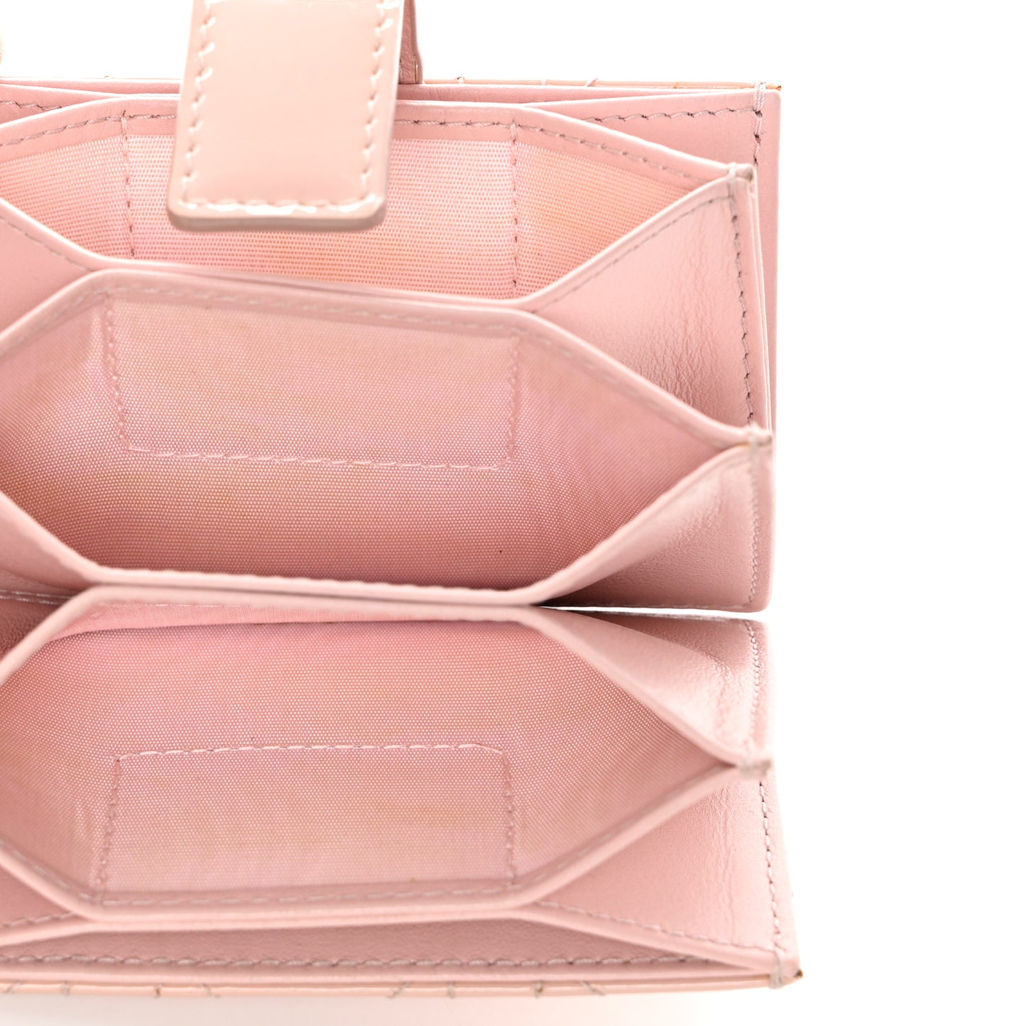 Patent Cannage Lady Dior 5-Gusset Card Holder Rose Clair